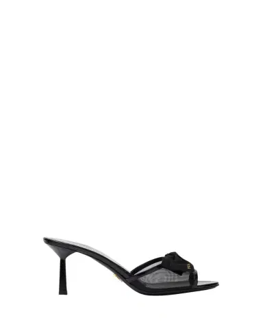 Prada 75mm Logo Bow Mesh Mule Sandals | Thumbnail 1