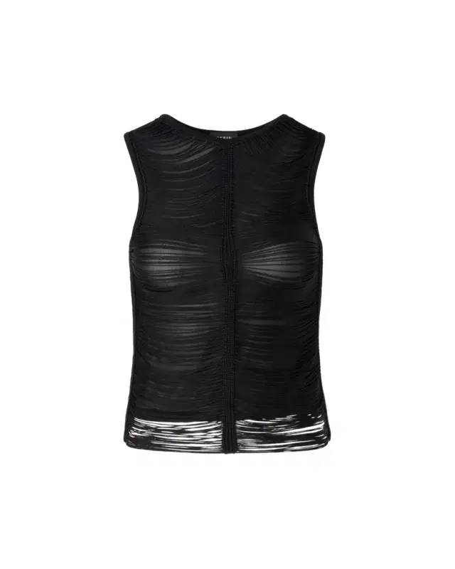 Trapezoid Embroidered Sleeveless Blouse