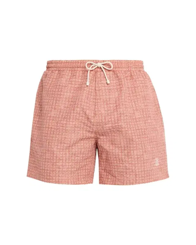 Brunello Cucinelli Men's Flower-Print Nylon Swim Shorts