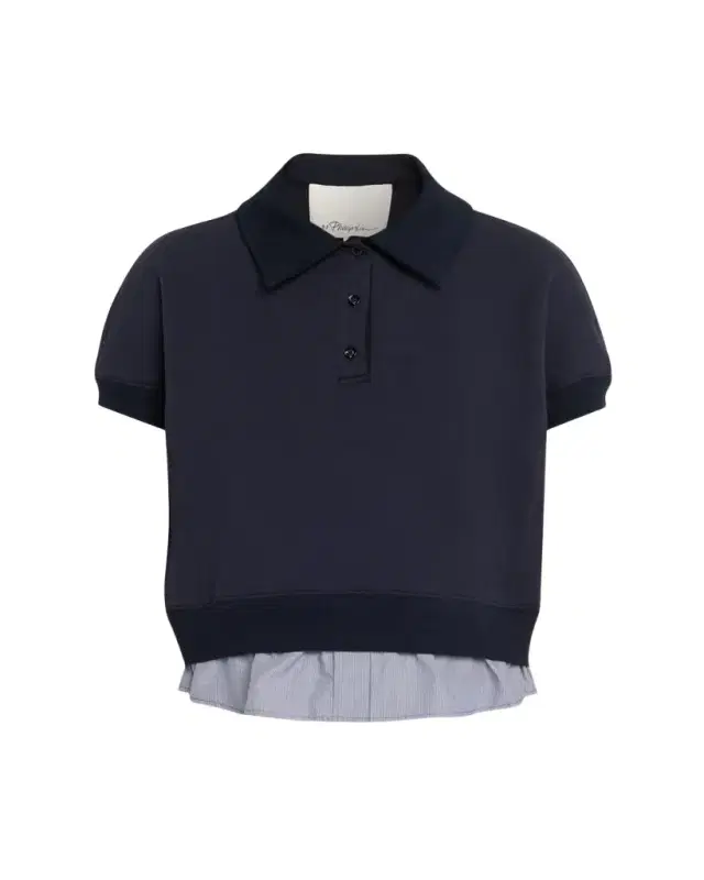 Mixed Media Polo Top