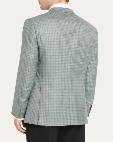 Brioni Men's Ravello Cashmere-Silk Check Blazer | Thumbnail 3 Brioni Men's Ravello Cashmere-Silk Check Blazer | Thumbnail 3