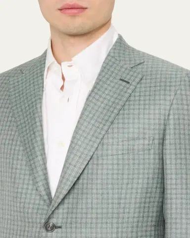 Brioni Men's Ravello Cashmere-Silk Check Blazer | Thumbnail 5 Brioni Men's Ravello Cashmere-Silk Check Blazer | Thumbnail 5