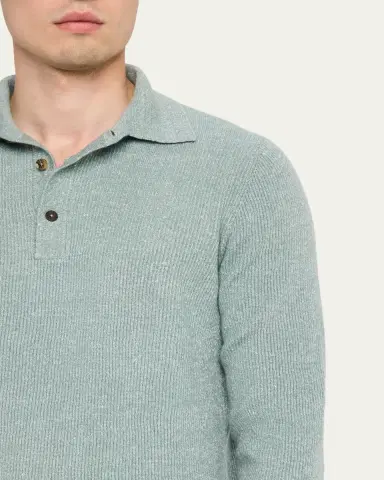Cesare Attolini Men's Cashmere Rib Polo Sweater | Thumbnail 5