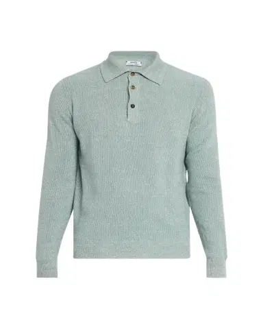 Cesare Attolini Men's Cashmere Rib Polo Sweater | Thumbnail 1