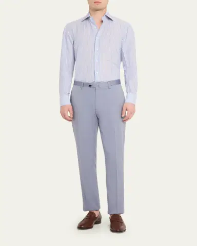 Cesare Attolini Men's Cotton-Wool Twill Pants | Thumbnail 2 Cesare Attolini Men's Cotton-Wool Twill Pants | Thumbnail 2