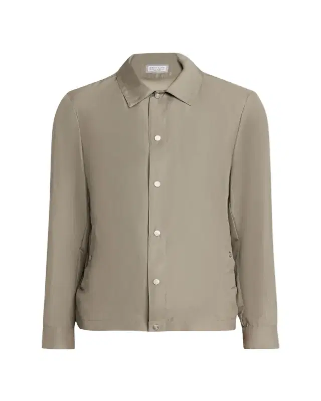 Brunello Cucinelli Men's Silk Blend Snap-Front Shirt Jacket