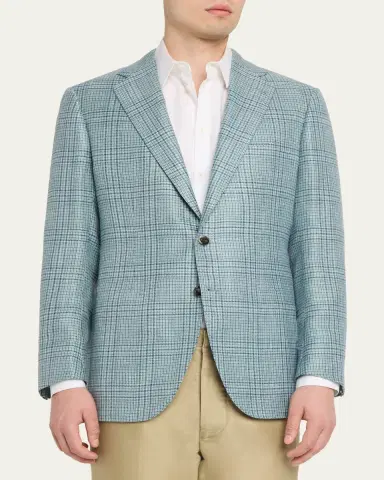 Cesare Attolini Men's Plaid Cashmere-Blend Sport Jacket | Thumbnail 4 Cesare Attolini Men's Plaid Cashmere-Blend Sport Jacket | Thumbnail 4