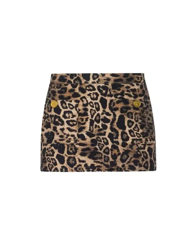 Cyra Leopard Tweed Low-Rise Mini Skirt