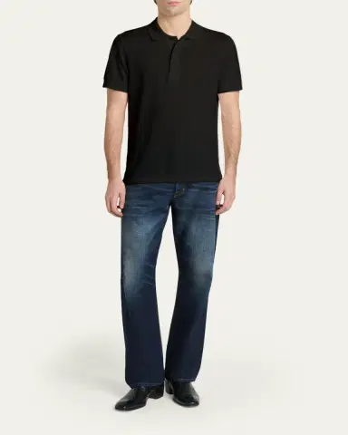 Tom Ford Men's Lyocell Pique Polo Shirt | Thumbnail 2