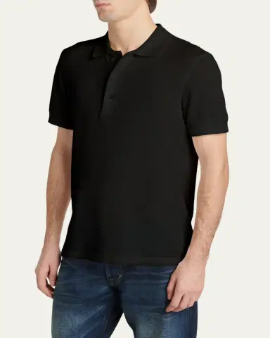 Tom Ford Men's Lyocell Pique Polo Shirt | Thumbnail 4
