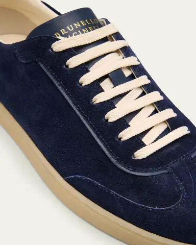 Brunello Cucinelli Men's Suede T-Toe Low-Top Sneakers | Thumbnail 5