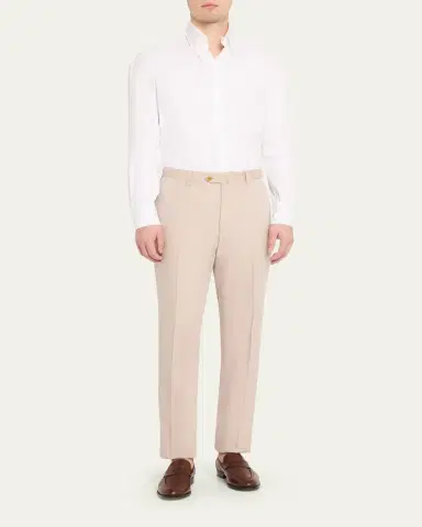 Cesare Attolini Men's Cotton-Wool Twill Pants | Thumbnail 2 Cesare Attolini Men's Cotton-Wool Twill Pants | Thumbnail 2