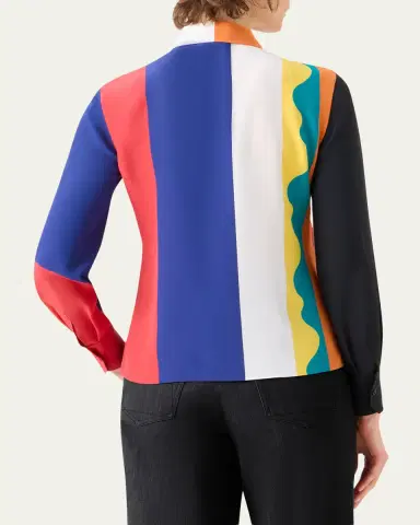 Akris Abstract-Print Silk Crepe Button-Down Shirt | Thumbnail 3