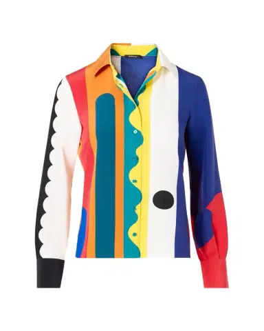 Akris Abstract-Print Silk Crepe Button-Down Shirt | Thumbnail 1