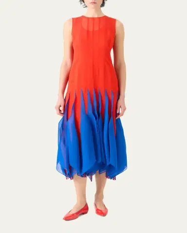 Akris Sleeveless Panama Silk Organza Seamed Midi Dress | Thumbnail 2 Akris Sleeveless Panama Silk Organza Seamed Midi Dress | Thumbnail 2