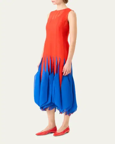 Akris Sleeveless Panama Silk Organza Seamed Midi Dress | Thumbnail 4 Akris Sleeveless Panama Silk Organza Seamed Midi Dress | Thumbnail 4