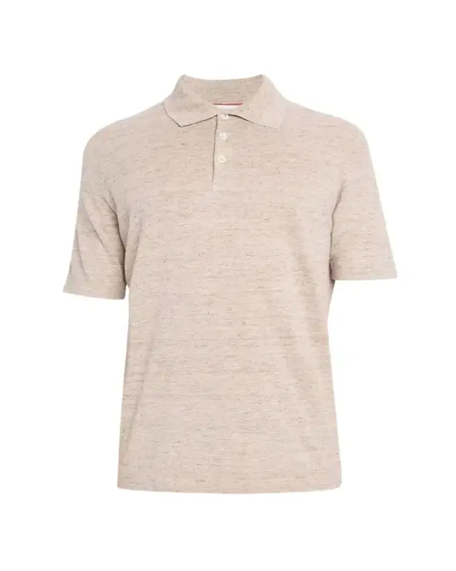 Brunello Cucinelli Men's Linen and Cotton Heathered Polo Shirt