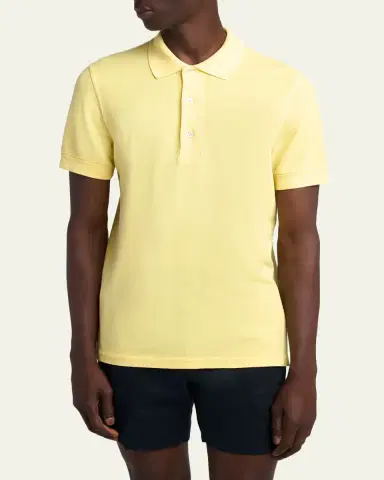 Tom Ford Men's Lyocell Pique Polo Shirt | Thumbnail 4 Tom Ford Men's Lyocell Pique Polo Shirt | Thumbnail 4