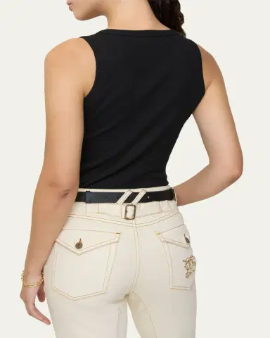 Burberry Cleo Lace-Up Ribbed Cotton Tank Top | Thumbnail 2