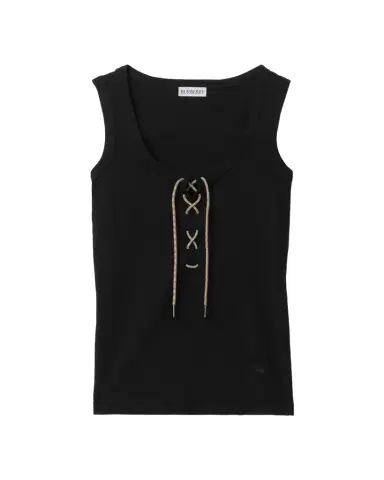 Burberry Cleo Lace-Up Ribbed Cotton Tank Top | Thumbnail 1