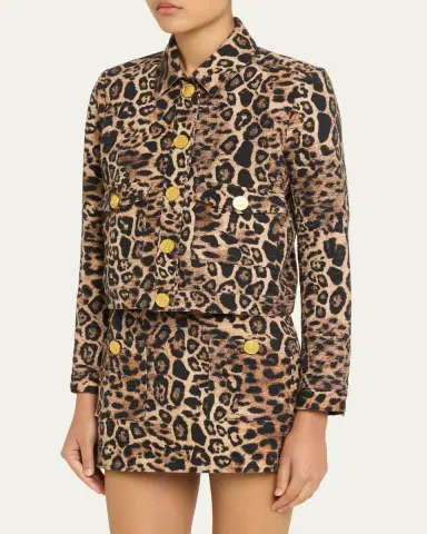 L'Agence Nyx Leopard Tweed Cropped Jacket | Thumbnail 4 L'Agence Nyx Leopard Tweed Cropped Jacket | Thumbnail 4