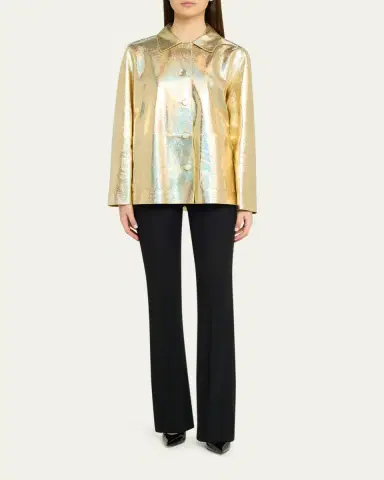 Lafayette 148 New York Iridescent Foiled Suede Shirt Jacket | Thumbnail 2 Lafayette 148 New York Iridescent Foiled Suede Shirt Jacket | Thumbnail 2