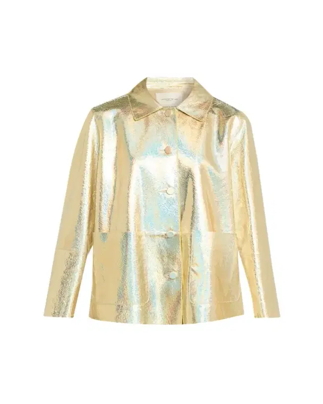 Lafayette 148 New York Iridescent Foiled Suede Shirt Jacket