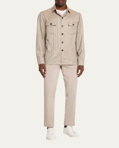 Cesare Attolini Men's Cotton Slim Straight-Leg Five-Pocket Pants | Thumbnail 6 Cesare Attolini Men's Cotton Slim Straight-Leg Five-Pocket Pants | Thumbnail 6