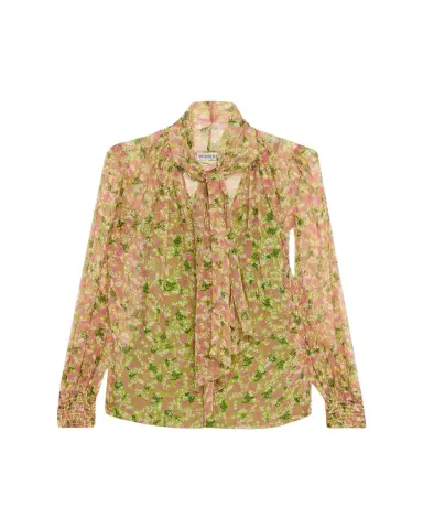Burberry Lila Floral Silk Scarf-Tie Blouse | Thumbnail 1 Burberry Lila Floral Silk Scarf-Tie Blouse | Thumbnail 1