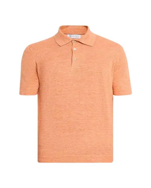 Brunello Cucinelli Men's Linen and Cotton Heathered Polo Shirt
