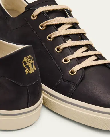 Brunello Cucinelli Men's Leather Foiled Logo Low-Top Sneakers | Thumbnail 5