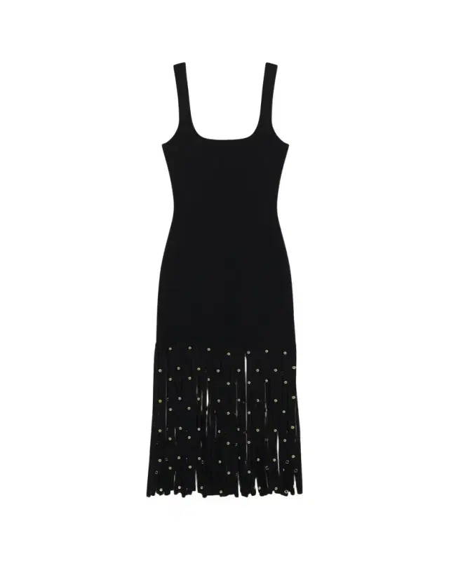 Romelia Fringe Knit Midi Dress