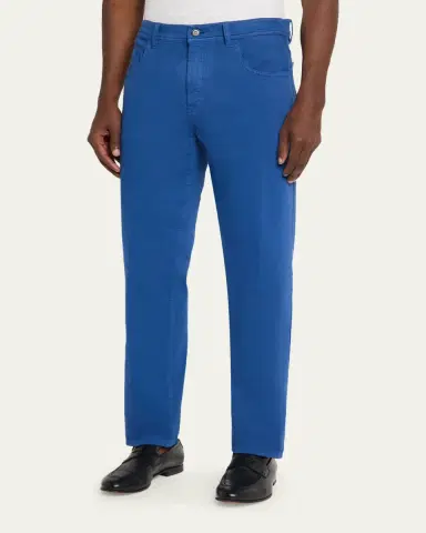 Cesare Attolini Men's Cotton Bull Slim Straight-Leg Five-Pocket Pants | Thumbnail 4 Cesare Attolini Men's Cotton Bull Slim Straight-Leg Five-Pocket Pants | Thumbnail 4