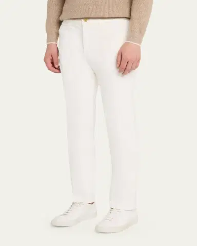 Cesare Attolini Men's Cotton Bull Slim Straight-Leg Five-Pocket Pants | Thumbnail 4 Cesare Attolini Men's Cotton Bull Slim Straight-Leg Five-Pocket Pants | Thumbnail 4