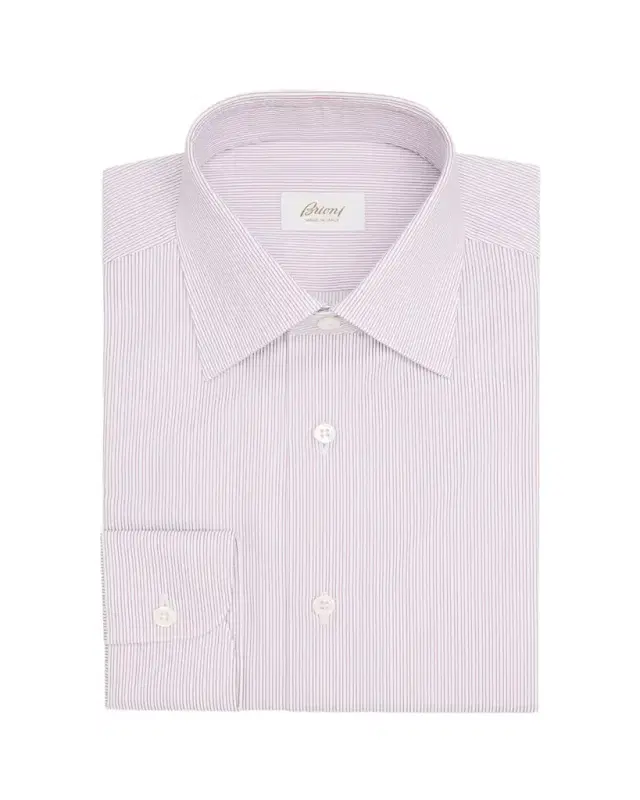 Men's Cotton Hairline Stripe Point Collar Dress Shirt