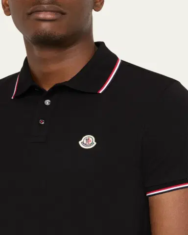 Moncler Men's tripe-Trim Cotton Polo Shirt | Thumbnail 5 Moncler Men's tripe-Trim Cotton Polo Shirt | Thumbnail 5