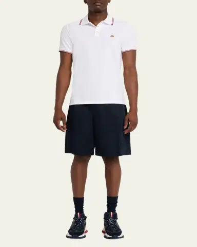 Moncler Men's tripe-Trim Cotton Polo Shirt | Thumbnail 6 Moncler Men's tripe-Trim Cotton Polo Shirt | Thumbnail 6