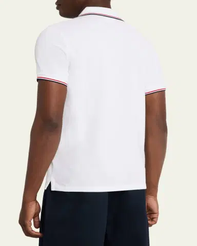 Moncler Men's tripe-Trim Cotton Polo Shirt | Thumbnail 7 Moncler Men's tripe-Trim Cotton Polo Shirt | Thumbnail 7