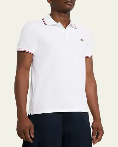 Moncler Men's tripe-Trim Cotton Polo Shirt | Thumbnail 8 Moncler Men's tripe-Trim Cotton Polo Shirt | Thumbnail 8