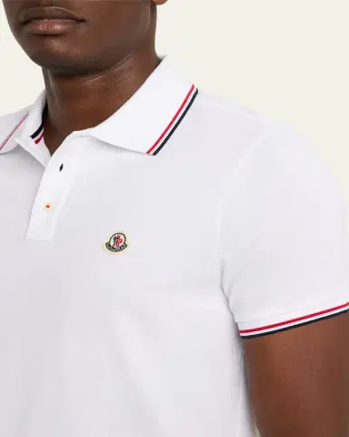 Moncler Men's tripe-Trim Cotton Polo Shirt | Thumbnail 9 Moncler Men's tripe-Trim Cotton Polo Shirt | Thumbnail 9