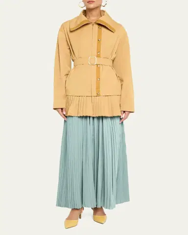 Ulla Johnson Lison Belted Jacket with Pleated Hem | Thumbnail 2