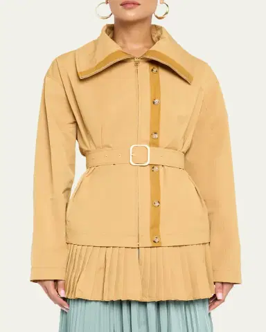 Ulla Johnson Lison Belted Jacket with Pleated Hem | Thumbnail 4