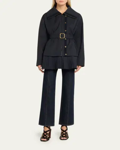 Ulla Johnson Lison Belted Jacket with Pleated Hem | Thumbnail 6