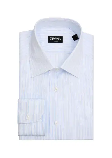 Zegna Men's Striped Trofeo Cotton Dress Shirt | Thumbnail 3 Zegna Men's Striped Trofeo Cotton Dress Shirt | Thumbnail 3