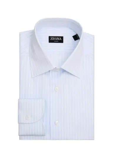 Zegna Men's Striped Trofeo Cotton Dress Shirt | Thumbnail 1 Zegna Men's Striped Trofeo Cotton Dress Shirt | Thumbnail 1