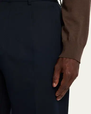 Zegna Men's Cotton and Wool Single-Pleated Pants | Thumbnail 5 Zegna Men's Cotton and Wool Single-Pleated Pants | Thumbnail 5
