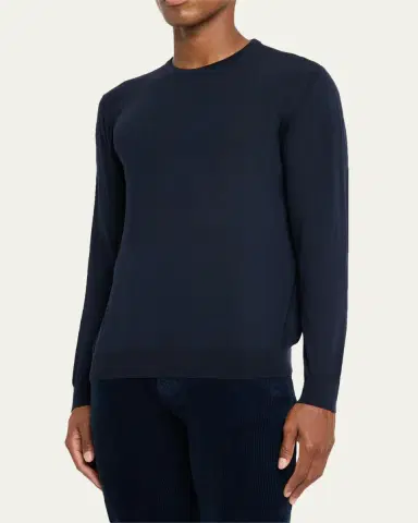 Kiton Men's 14 Micron Wool Crewneck Sweater | Thumbnail 4 Kiton Men's 14 Micron Wool Crewneck Sweater | Thumbnail 4