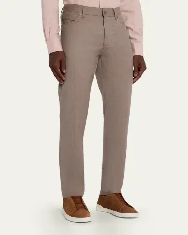 ZEGNA Men's Wool Sharkskin Slim Five-Pocket Pants | Thumbnail 4 ZEGNA Men's Wool Sharkskin Slim Five-Pocket Pants | Thumbnail 4