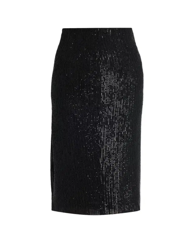 Striped Sequined Midi Pencil Skirt