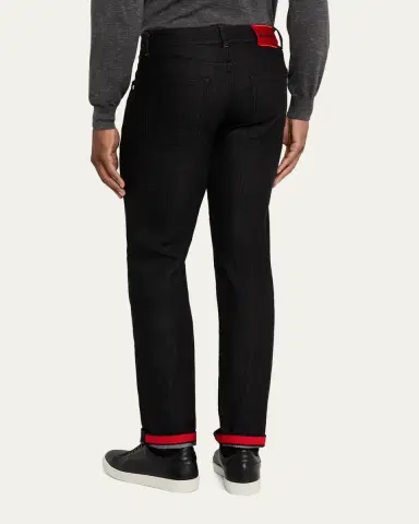 Kiton Men's Black Wash Straight-Fit Jeans | Thumbnail 3 Kiton Men's Black Wash Straight-Fit Jeans | Thumbnail 3